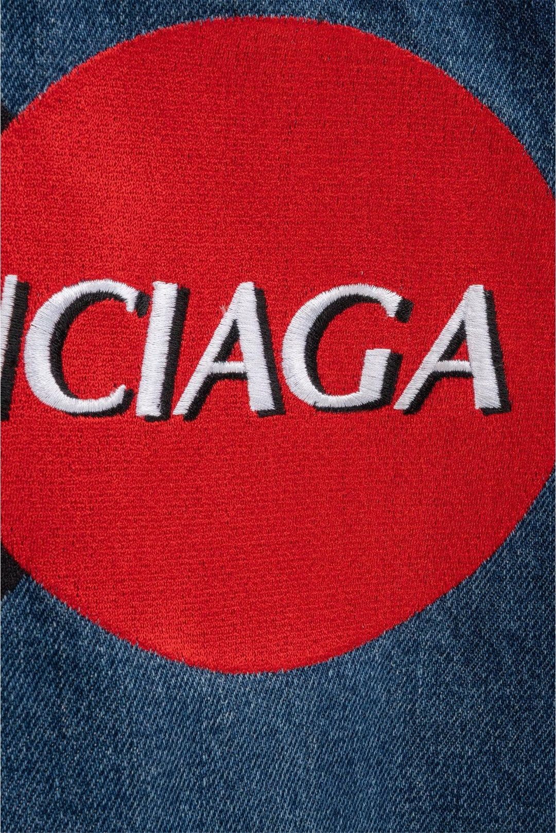 Balenciaga Size 36 Unisex Embroidered Credit Card Logo Denim Jacket