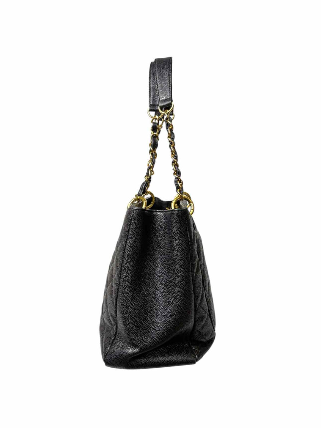 Chanel Black Caviar Quilted Leather Grand Shopping Tote Purse