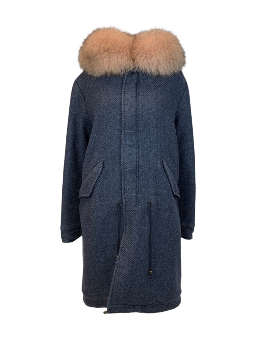 Mr & Mrs Italy Size XS Fur Trimmed Wool Parka Coat