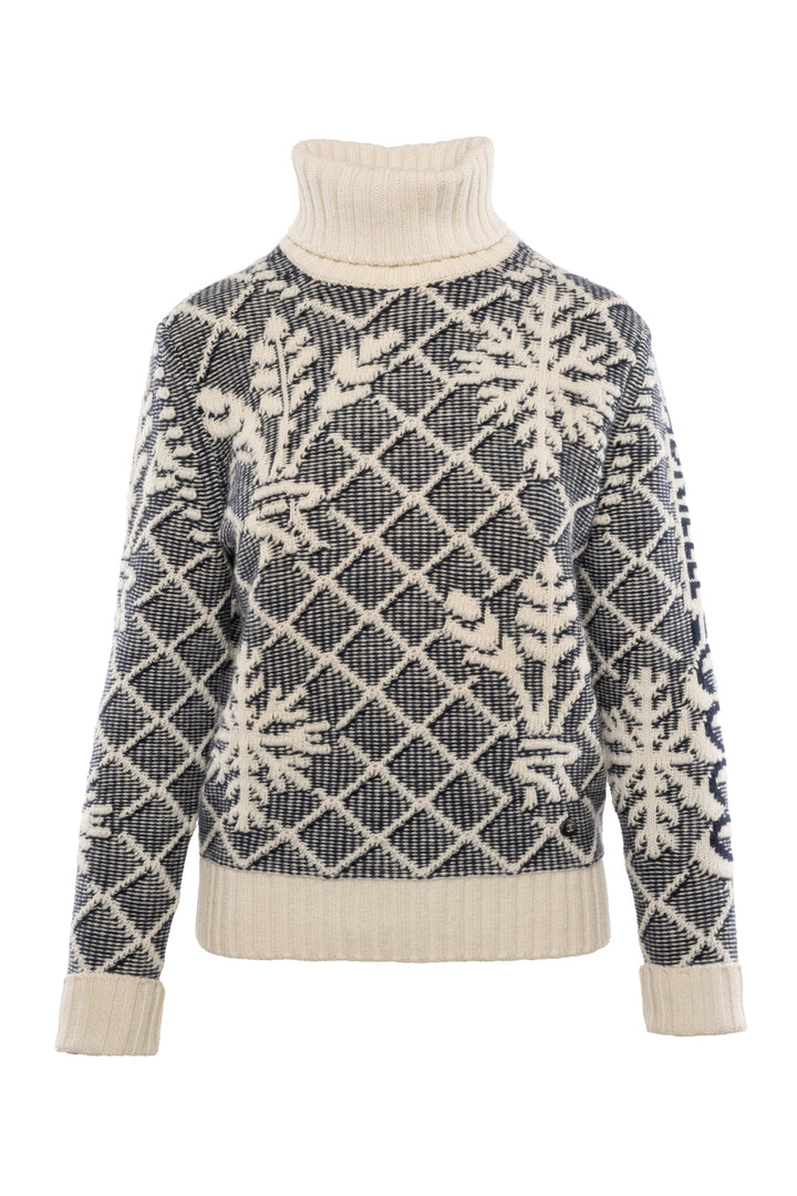 Chanel Size 36 Diamond & Snowflake Pattern Cashmere Turtleneck Sweater