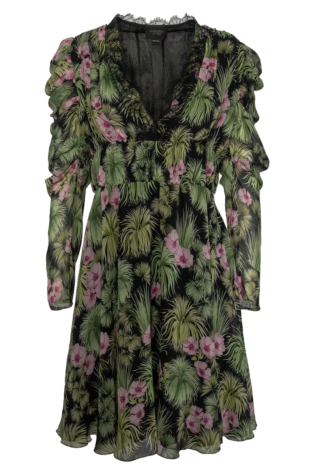 Giambattista Valli Size 42 Floral & Leave Silk Dress