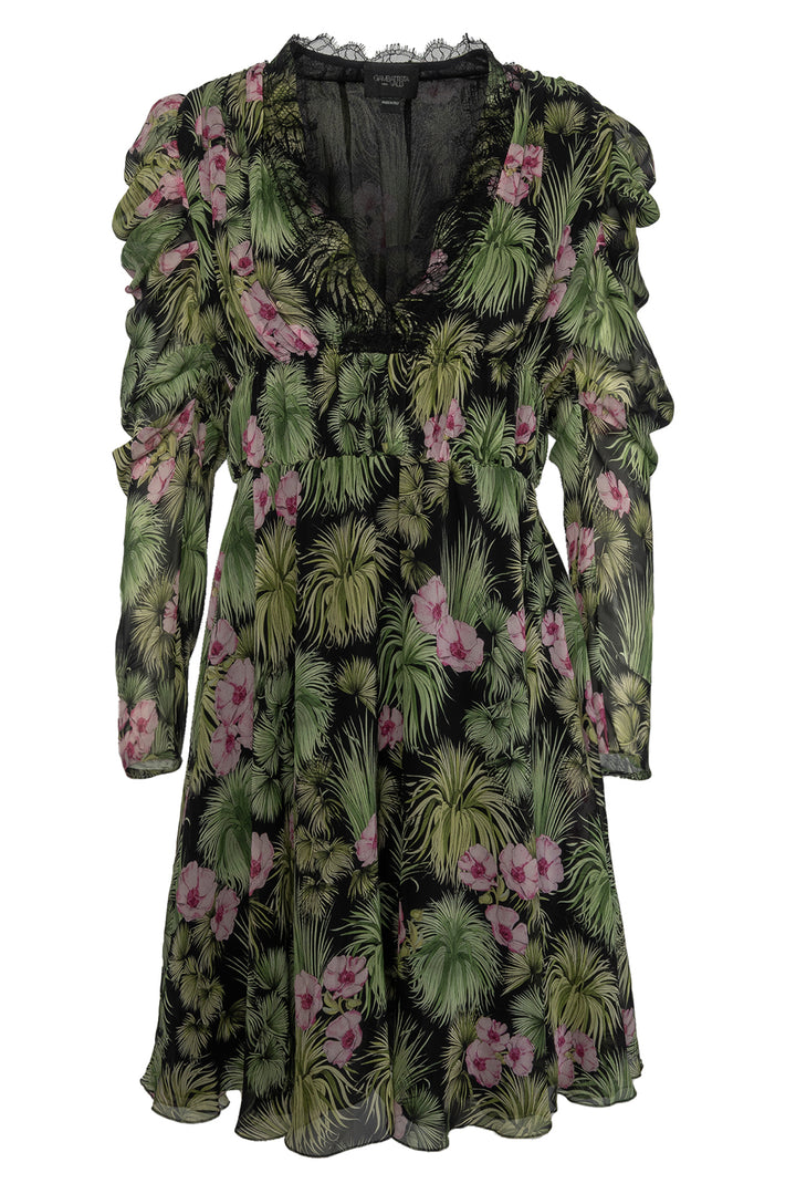 Giambattista Valli Size 42 Floral & Leave Silk Dress