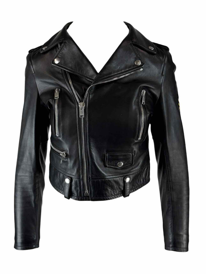 Saint Laurent Size 38 2017 Perfecto Biker Patch Leather Jacket