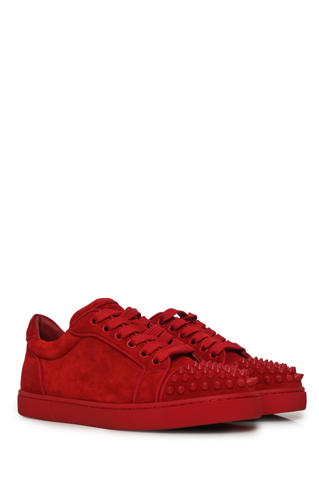 Louboutin Size 36.5 Louis Junior Spikes Suede Low Top Sneakers