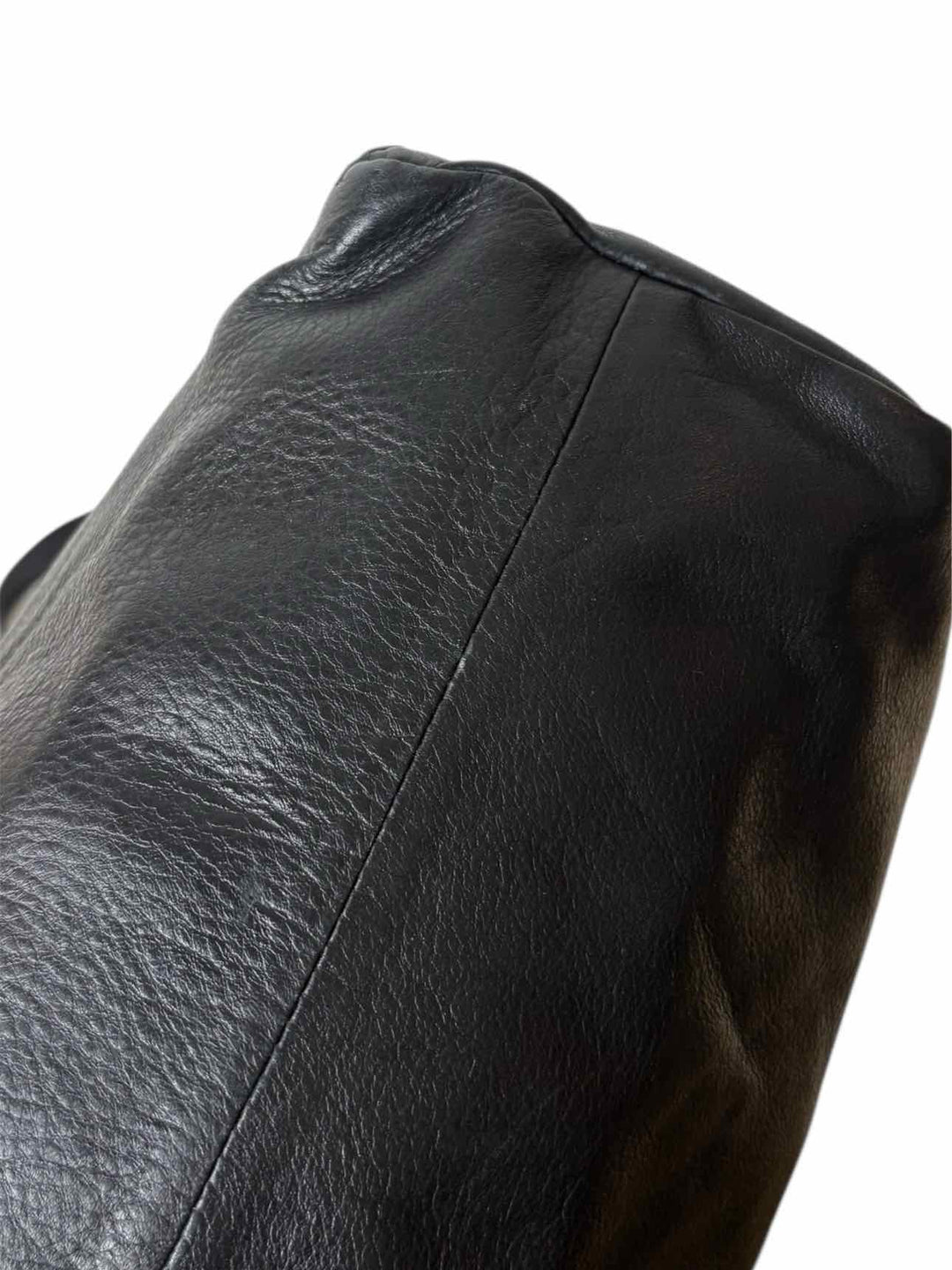 Max & Co Black Leather Gold Tone Zipper Tote Purse