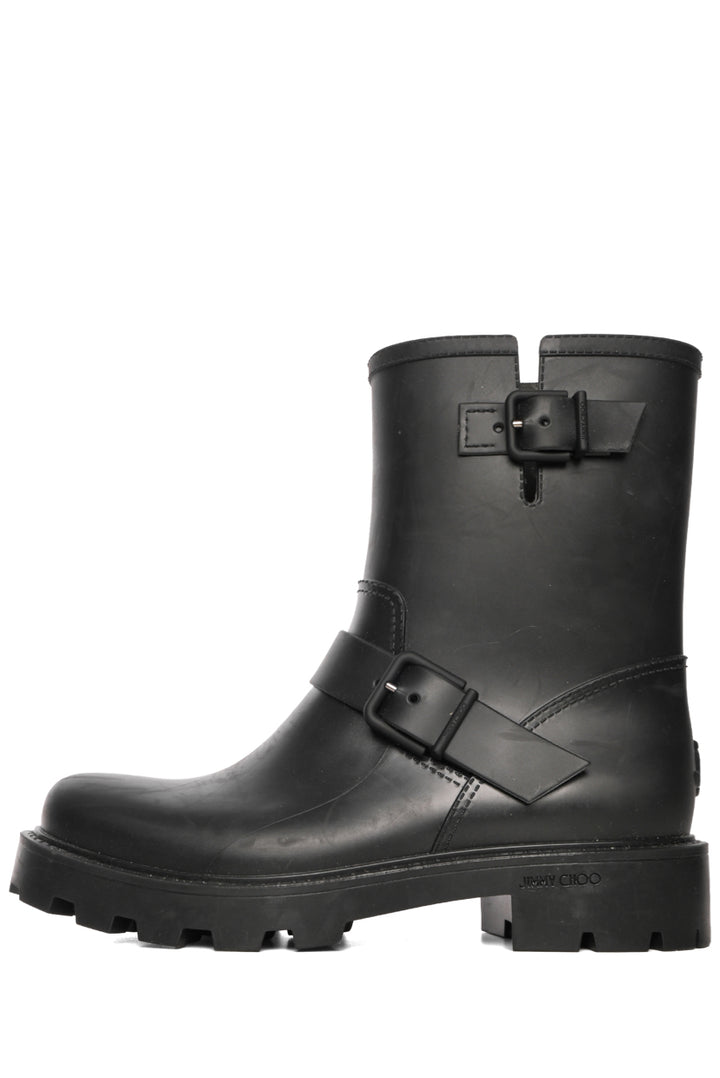 Jimmy Choo Size 40 Yael Flat Rubber Rain Boots
