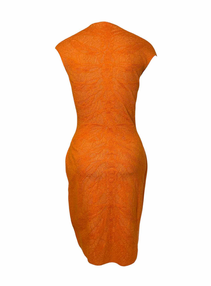 Alexander Mcqueen Size L Silk Blend Knit Pattern Dress