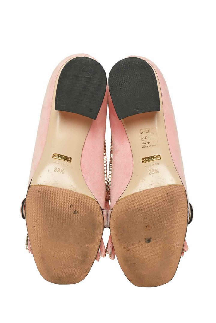 Gucci Size 39.5 GG Marmont Crystal Embellished Pumps