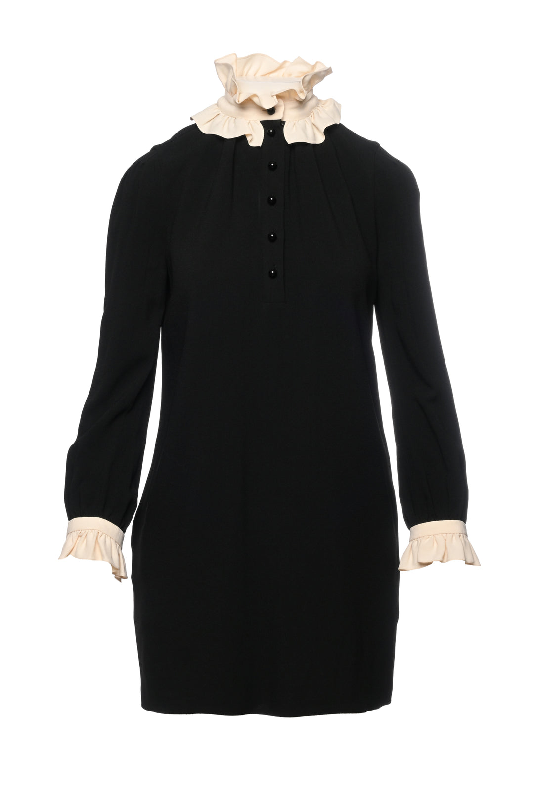 Saint Laurent Size 36 2016 Ruffle Neck Long Sleeve Mini Dress