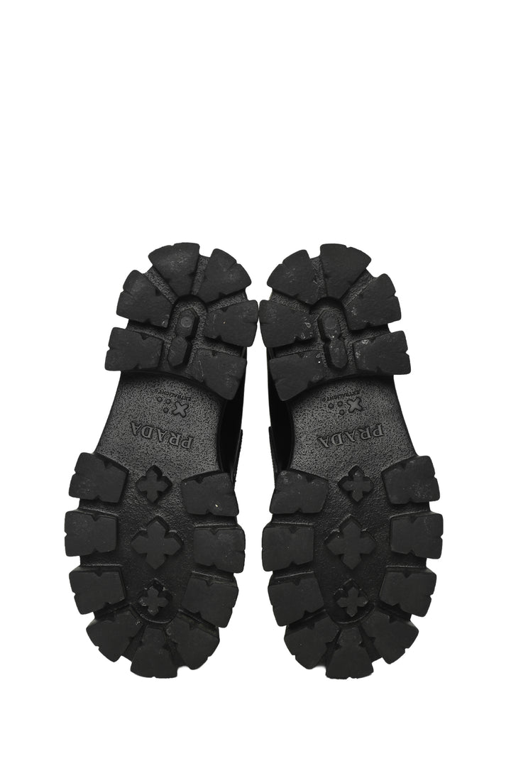 Prada Size 37 Monolith Brushed Leather Loafers