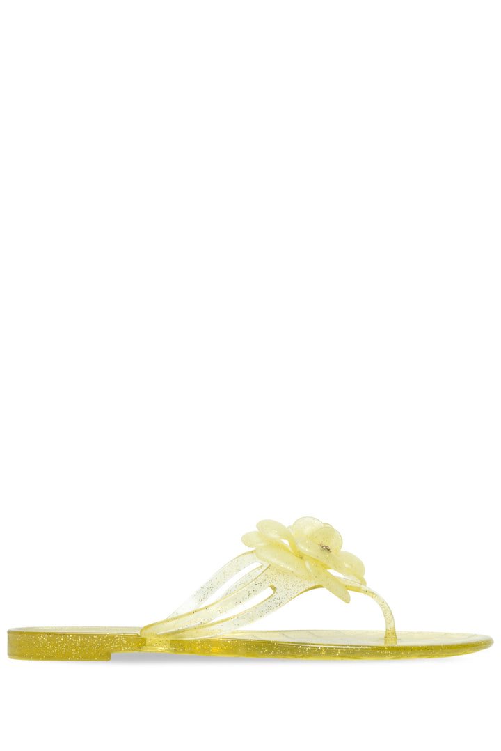 Chanel Size 39 Jelly Camellia Glitter Thong  Sandals