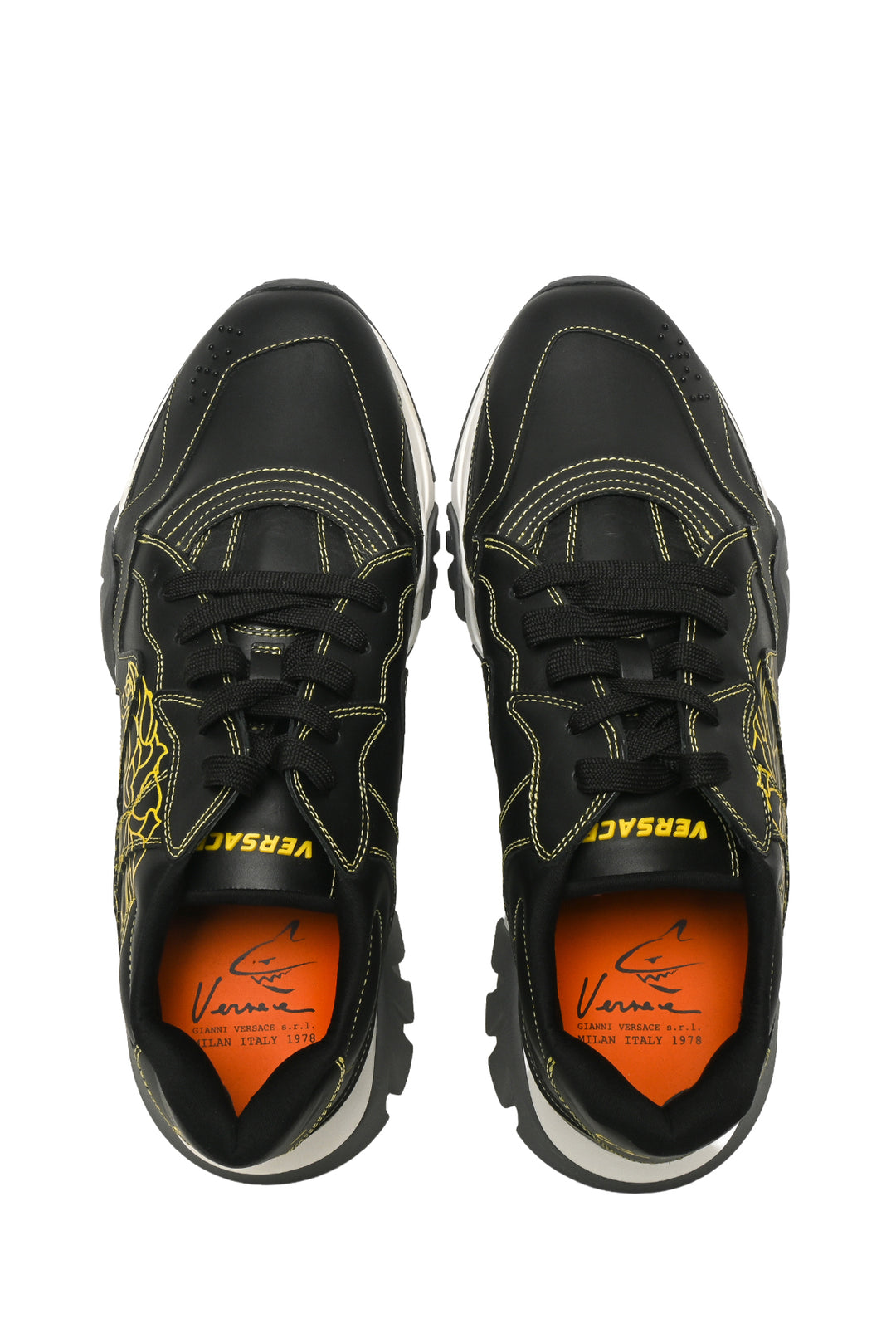Mens Shoe Size 44 Versace Men's Squalo Medusa Graphic Leather Chunky Sneakers
