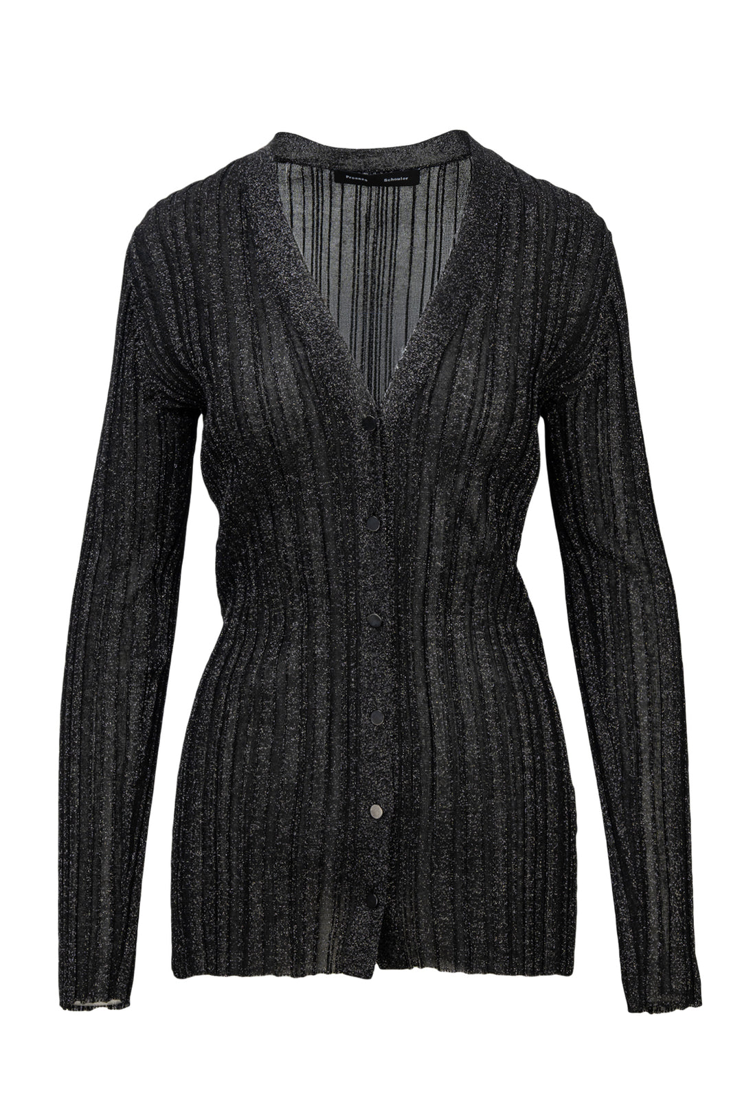 Proenza Schouler Size M Metallic Ribbed Thin Knit Cardigan