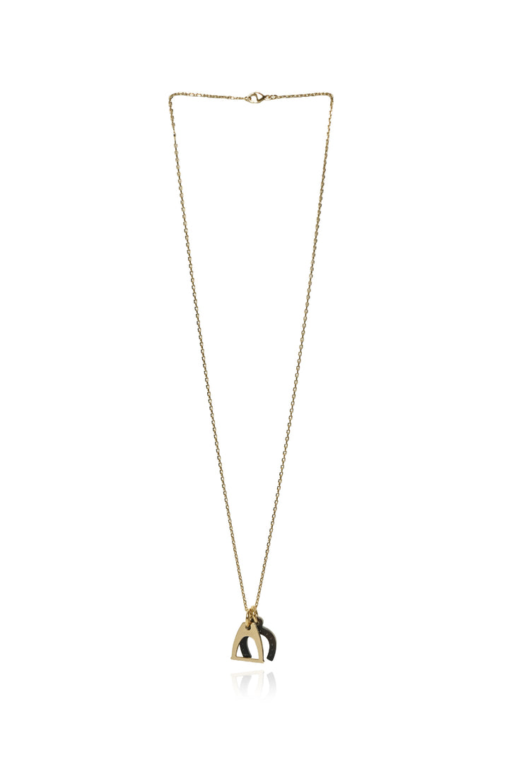 Hermes Permabrass Buffalo Horn Amulette Equestre PM Pendant Necklace