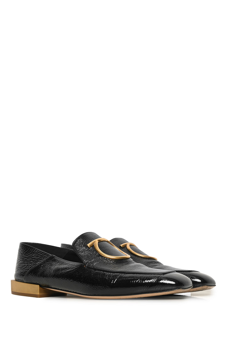 Salvatore Ferragamo Size 7 Lana Crinkle Patent Flats