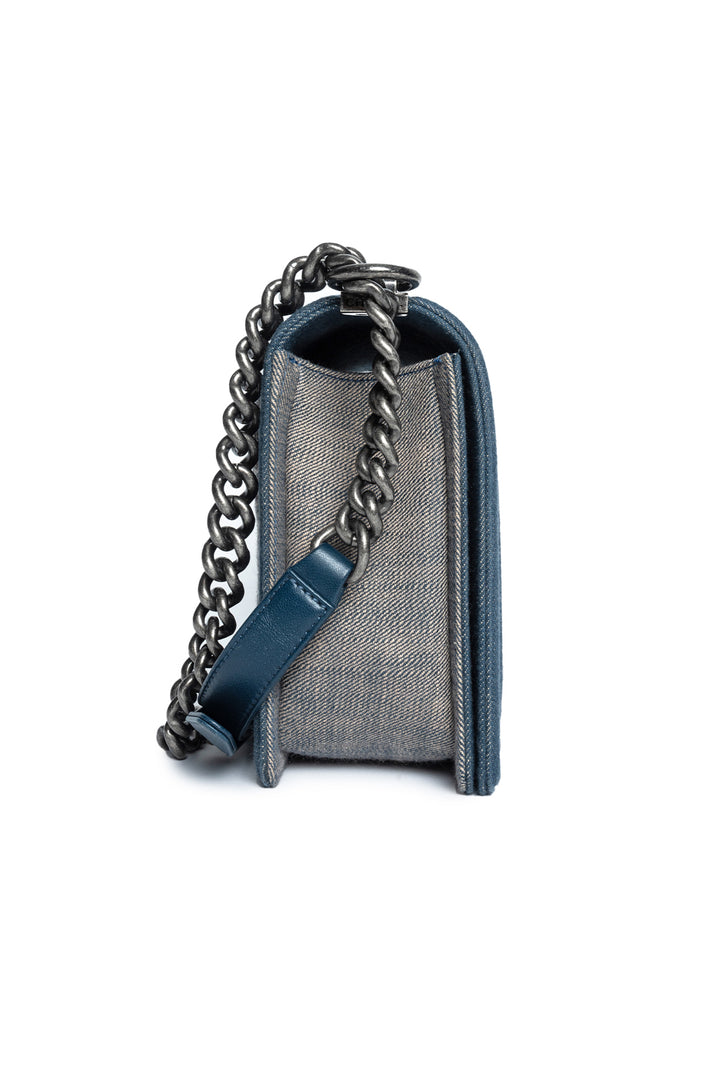 Chanel 2014-15 Medium Denim Chevron Boy Bag