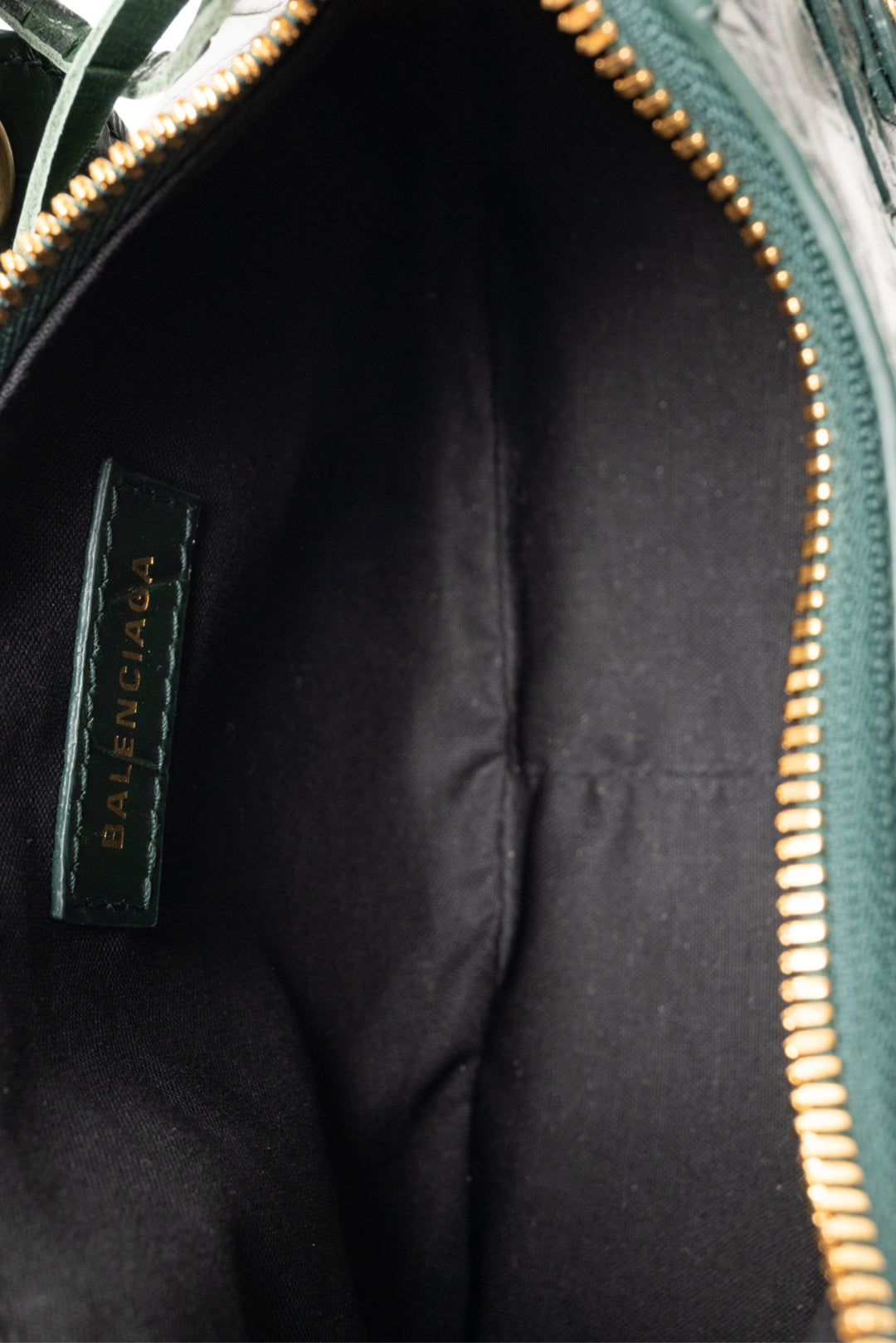 Balenciaga Forest Green Crocodile Embossed Calfskin Le Cagole XS Shoulder Bag