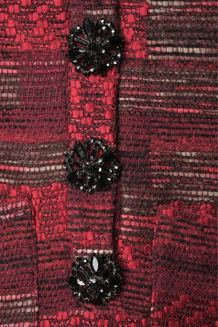 Oscar De La Renta Size 4 Embellished Tweed Short Sleeve Dress