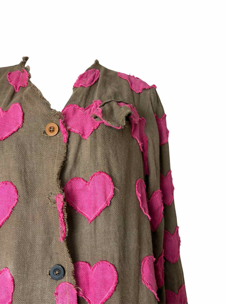 Magnolia Pearl Size OS Emery Linen Heart Pattern Coat