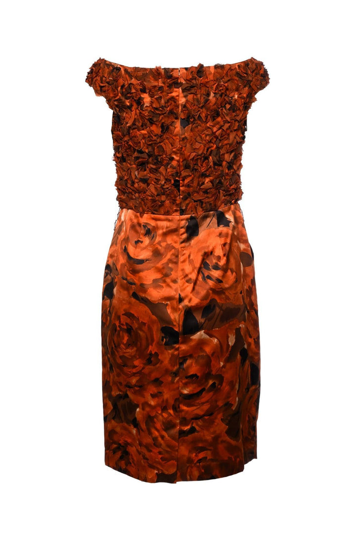 St. John Size 2 Off the Shoulder Floral Midi Dress