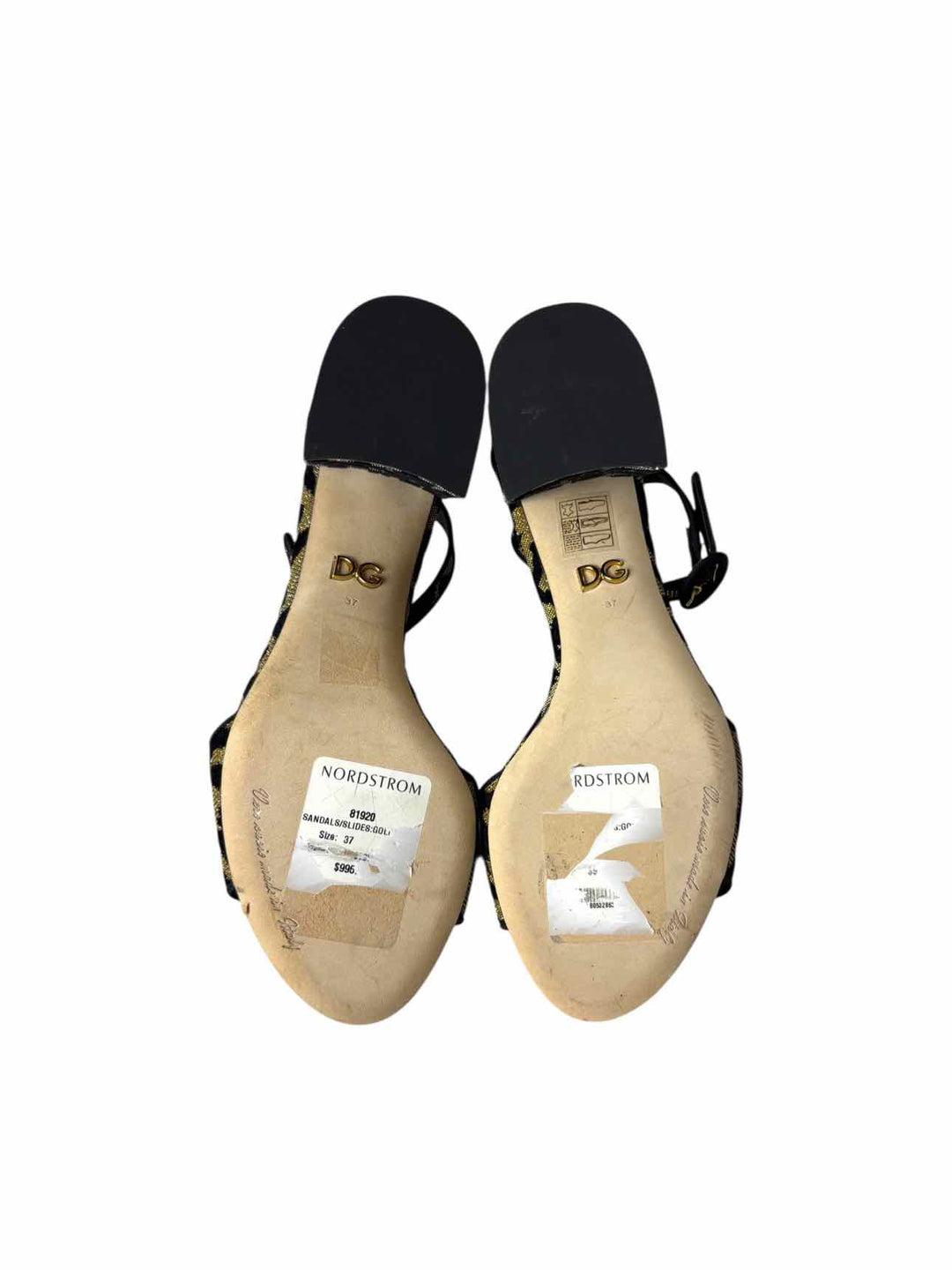 Dolce & Gabbana Size 37 Leopard & Gold Sparkle Sandals