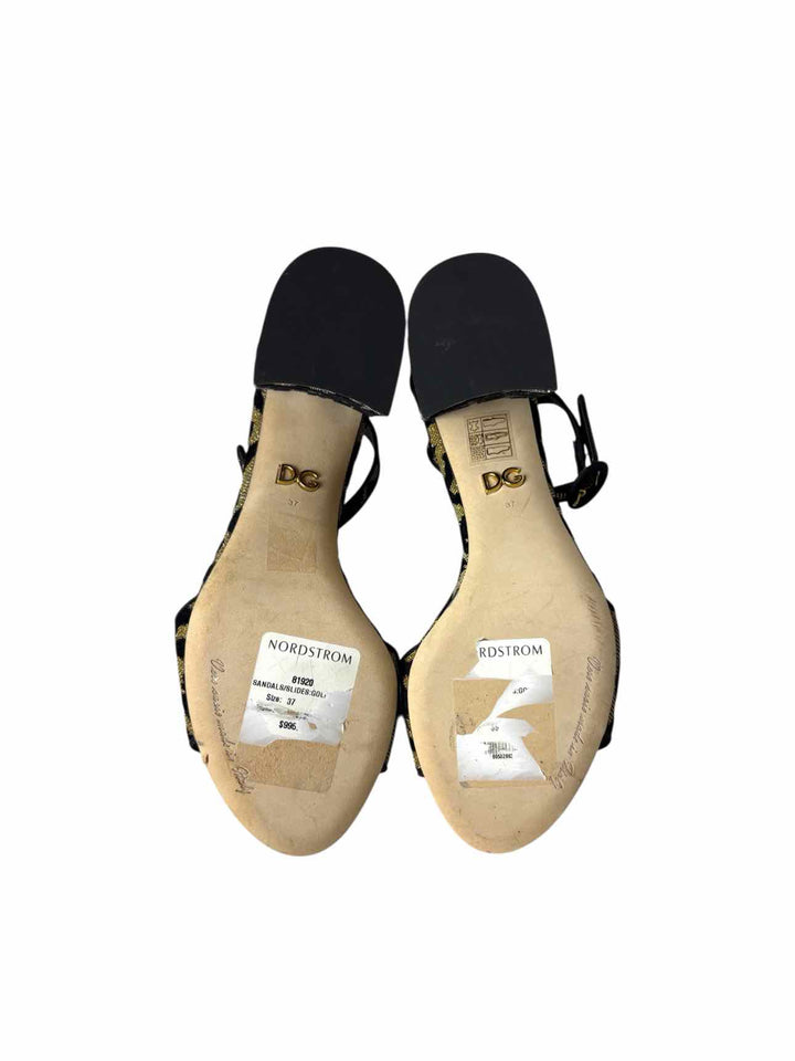 Dolce & Gabbana Size 37 Leopard & Gold Sparkle Sandals