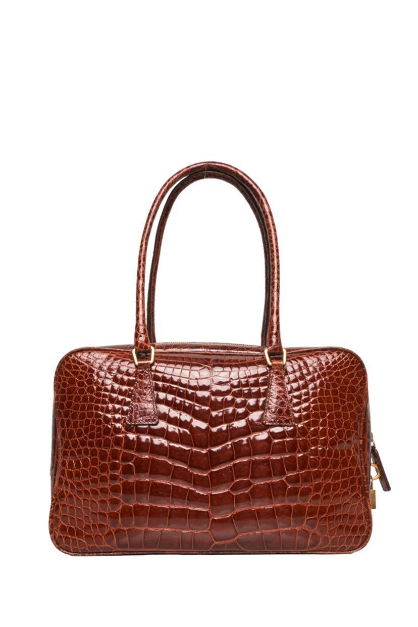 Prada 2000s Crocodile Leather Shoulder Bag
