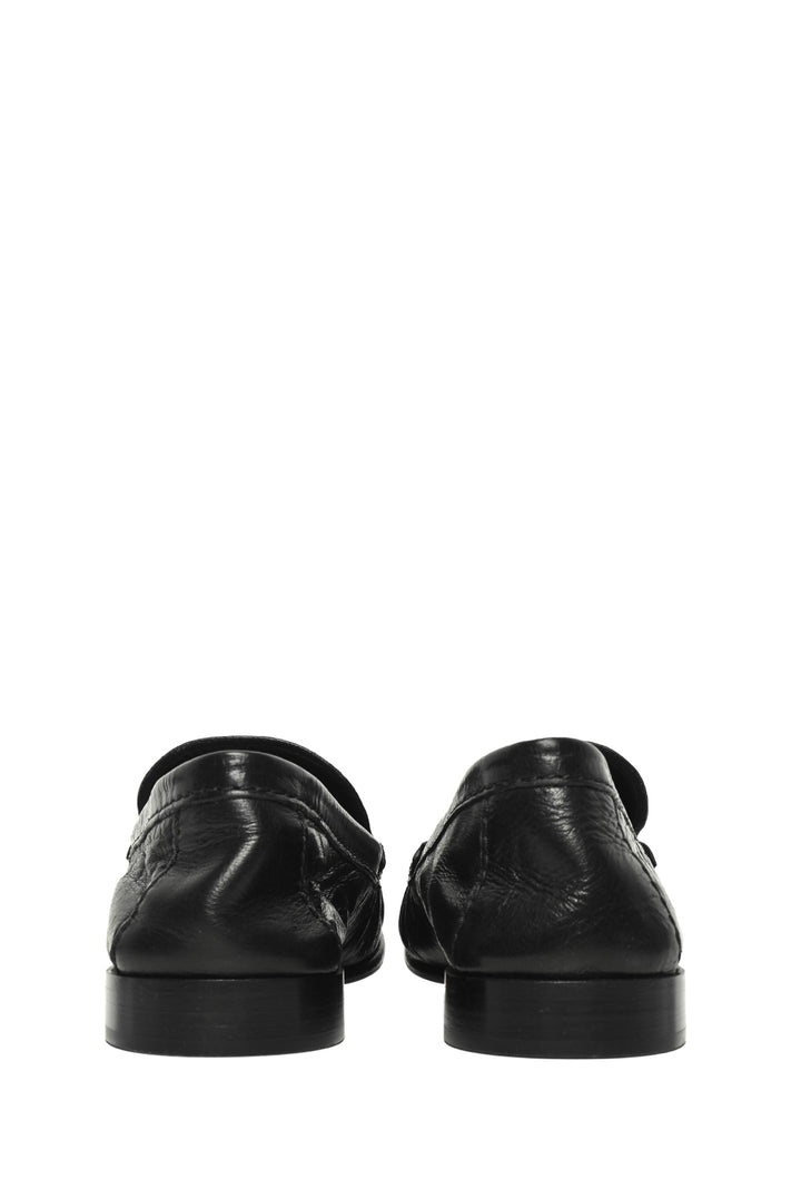 Miu Miu Size 37 Buffalo Leather Logo Loafers