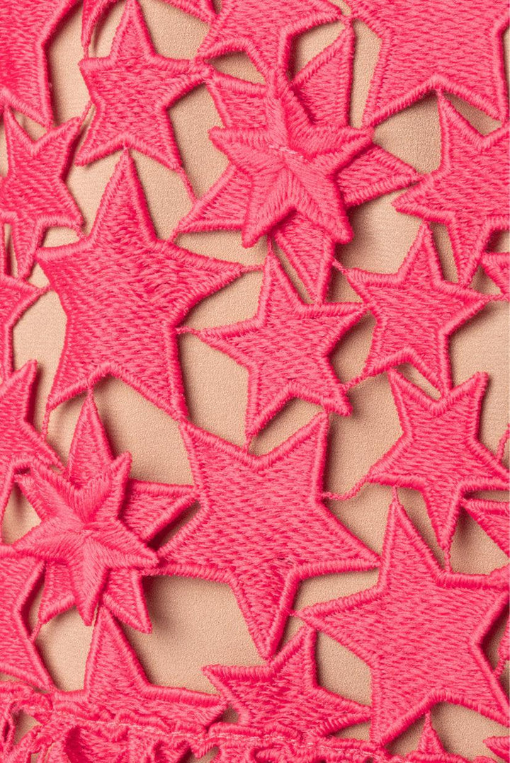 Self Portrait Size 4 Yoke Ruffled Star Lace Mini Dress