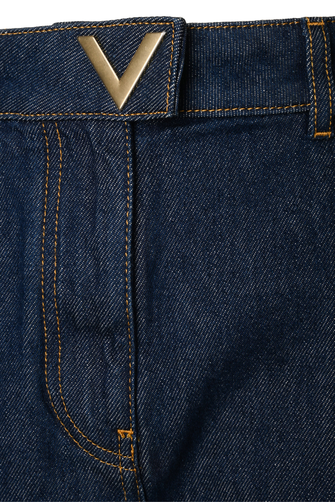Valentino Size 26 V Buckle Denim Shorts