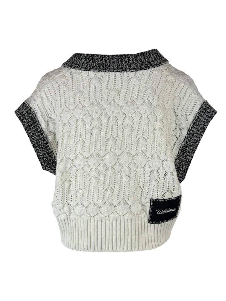 Welldone Size XS Lace Knit Crop Sweater Vest