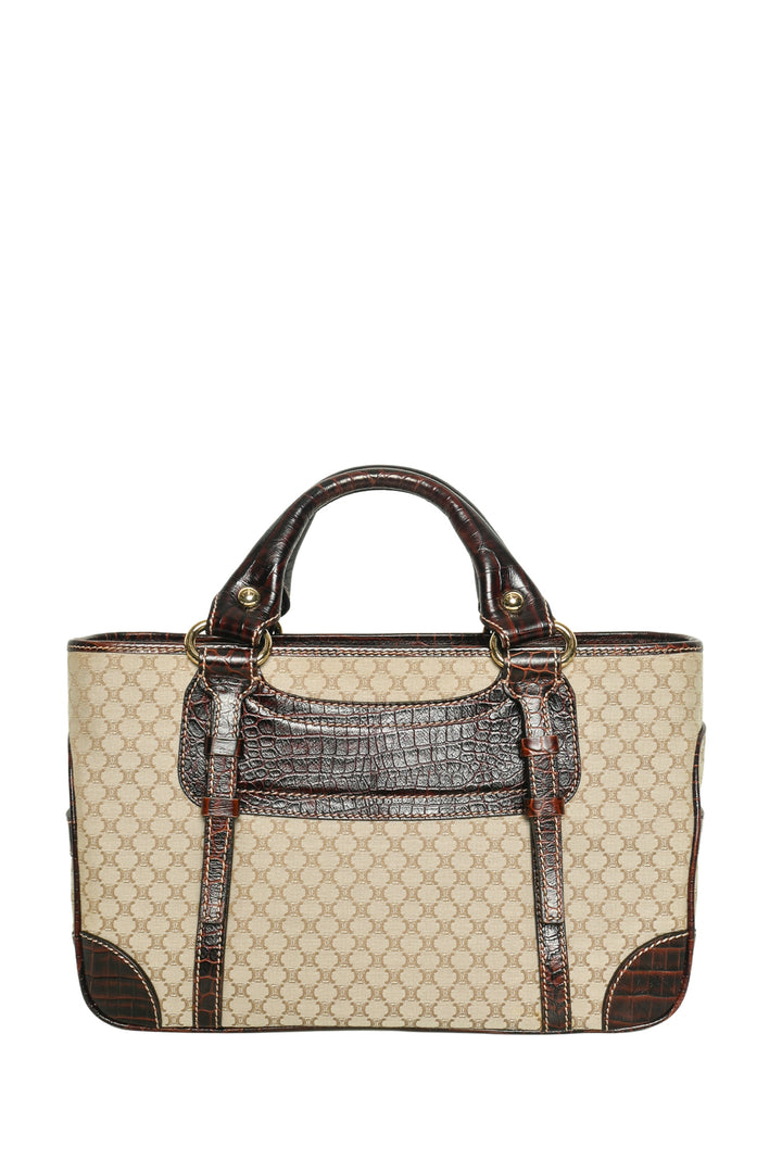 Celine 2007 Macadam Canvas & Embossed Leather Boogie Tote