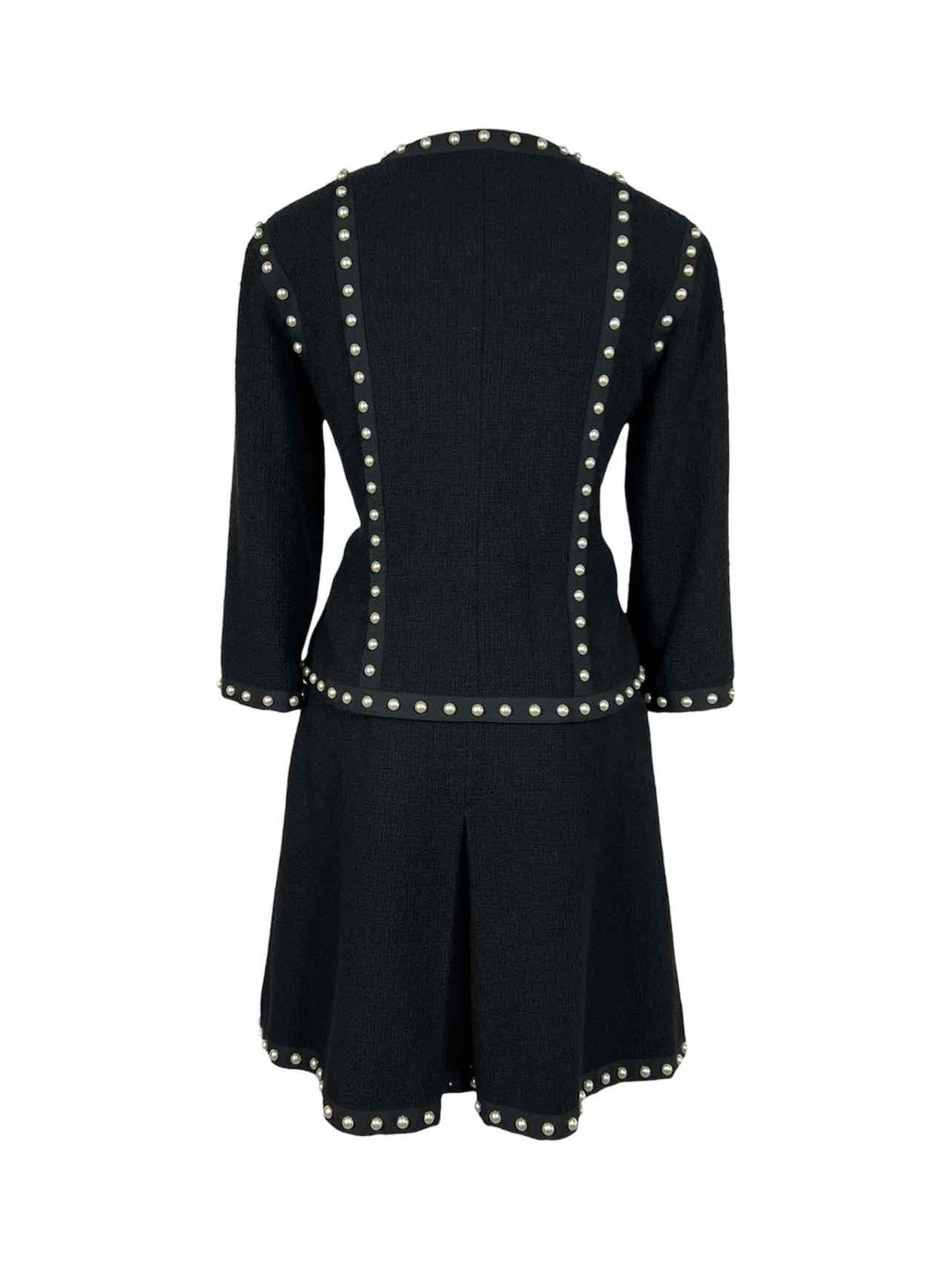 Chanel Size 40/38 Faux Pearl Tweed Jacket & Pleated Mini Skirt Set