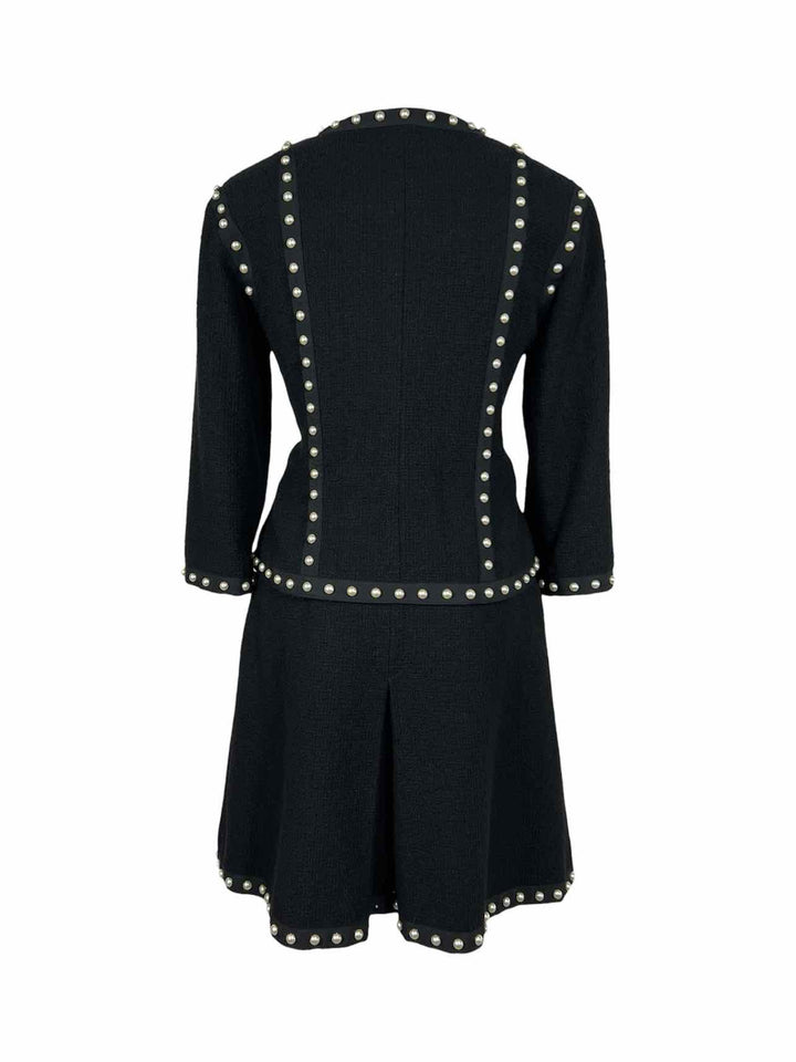 Chanel Size 40/38 Faux Pearl Tweed Jacket & Pleated Mini Skirt Set