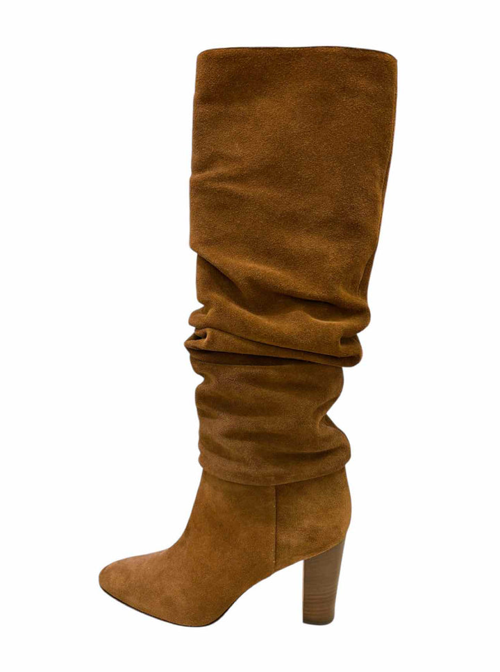 Manolo Blahnik Size 37.5  Tall Gathered Suede Boots