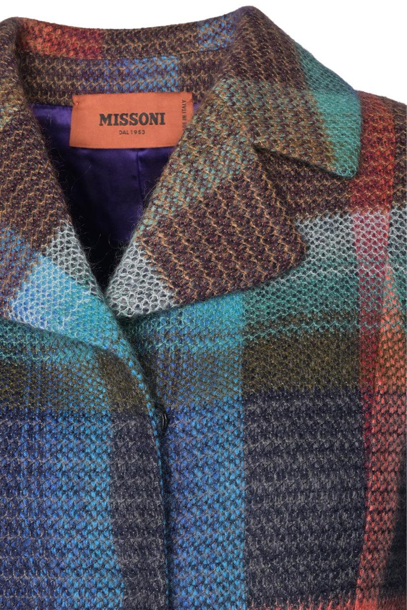 Missoni Size 40 Multi-colour Check Mohair Blend Coat