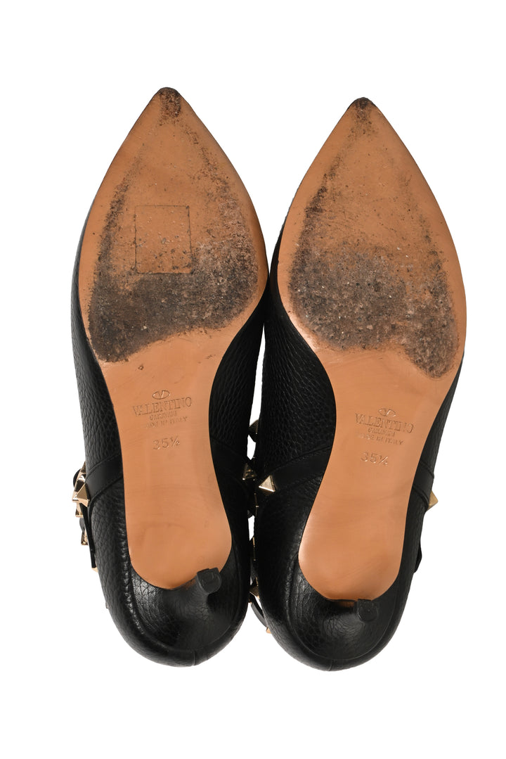 Valentino Size 35.5 Rockstud Pointed-Toe Ankle Boots