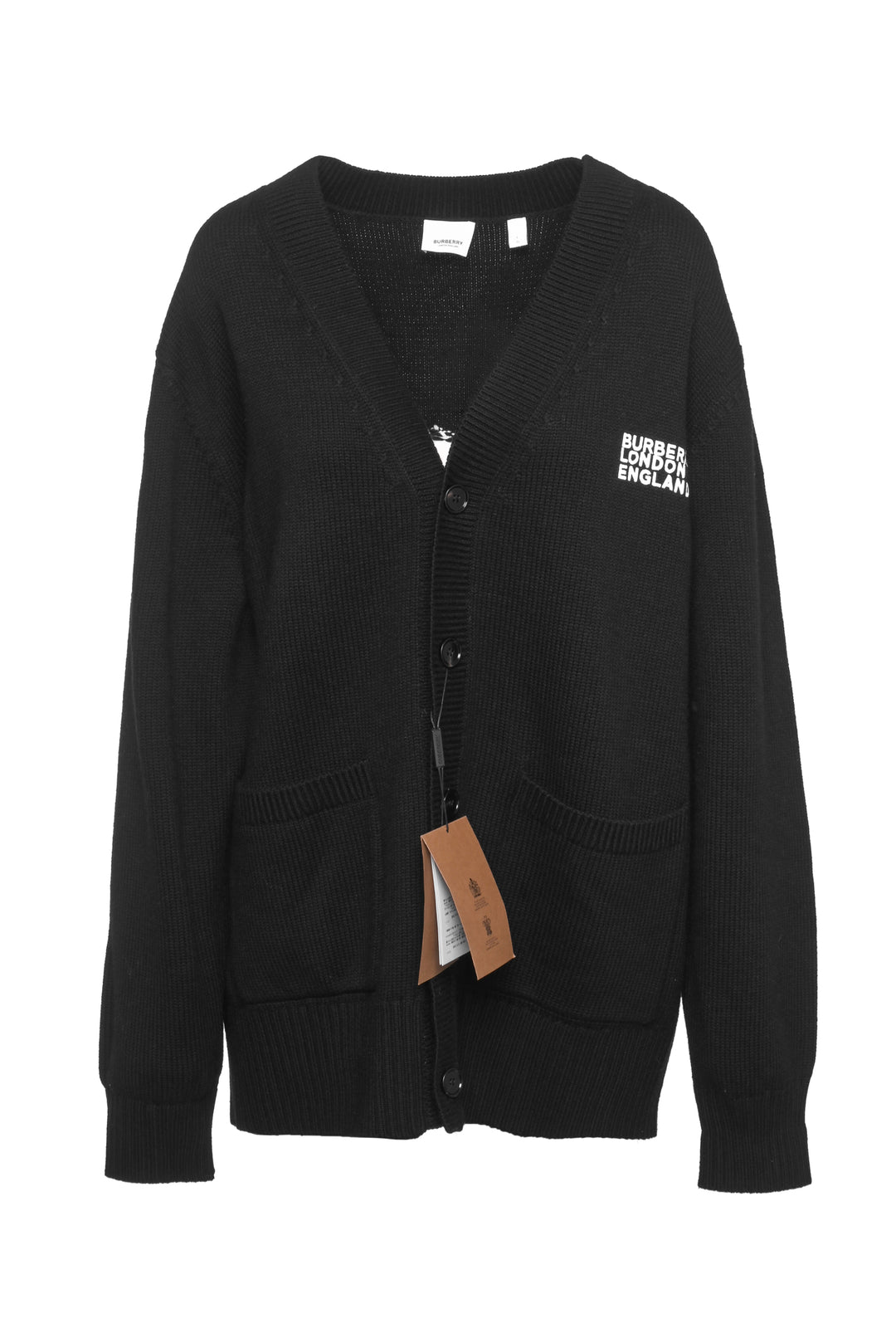 Burberry Size L Men's Love Motif Wool Oversized Cardigan