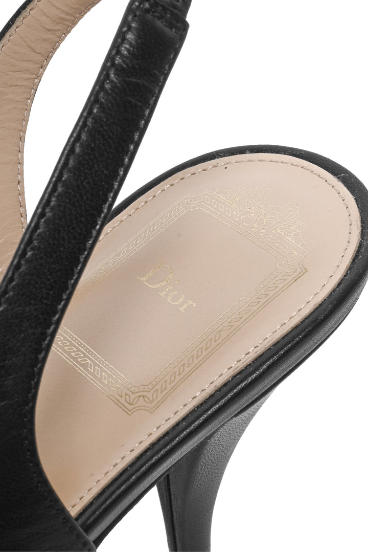 Dior Size 37 Bow Heeled Slingback Sandals
