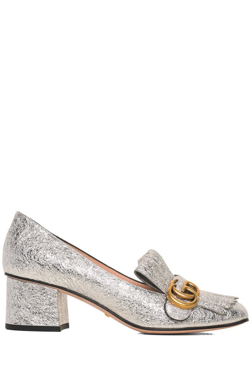 Gucci Size 38 Galassia GG Marmont Fringe Loafer Pumps