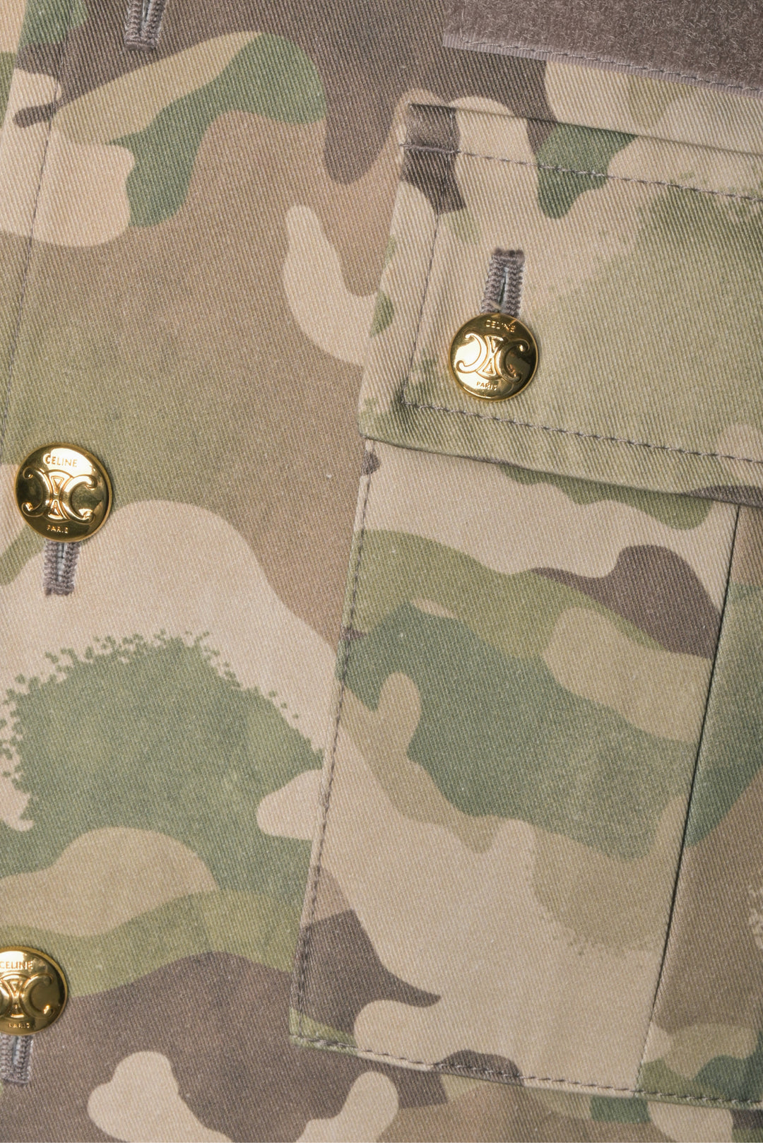 Celine Size 2 Camouflage Print Utility Jacket