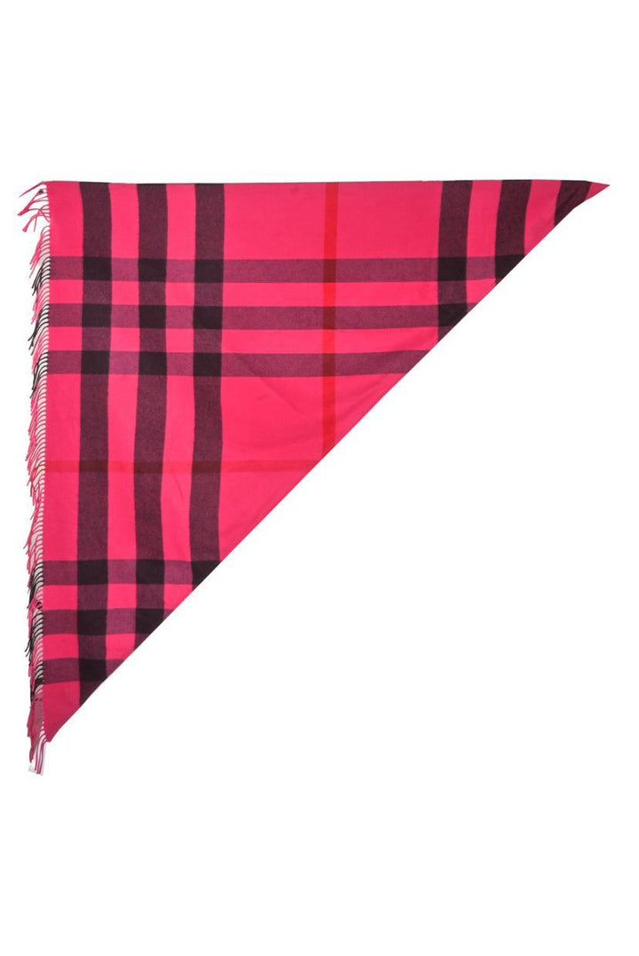 Burberry Cashmere Check Triangle Fringe Scarf