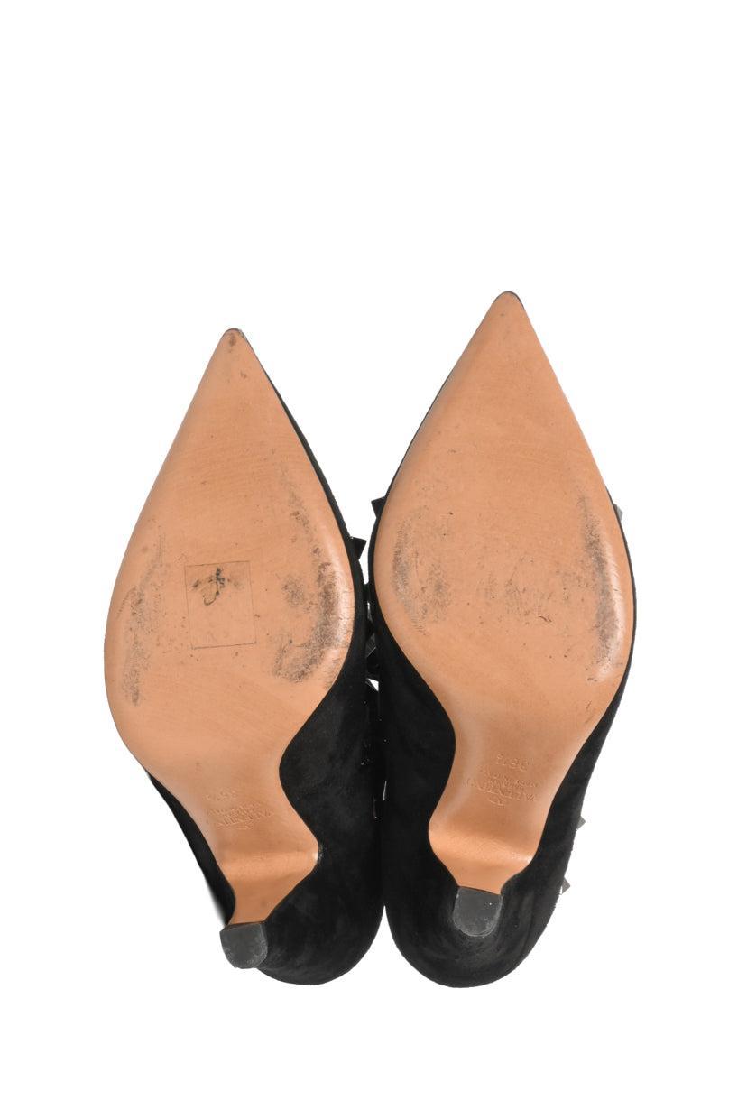 Valentino Size 36.5 Rockstud Accent Ruched Suede Knee Boots