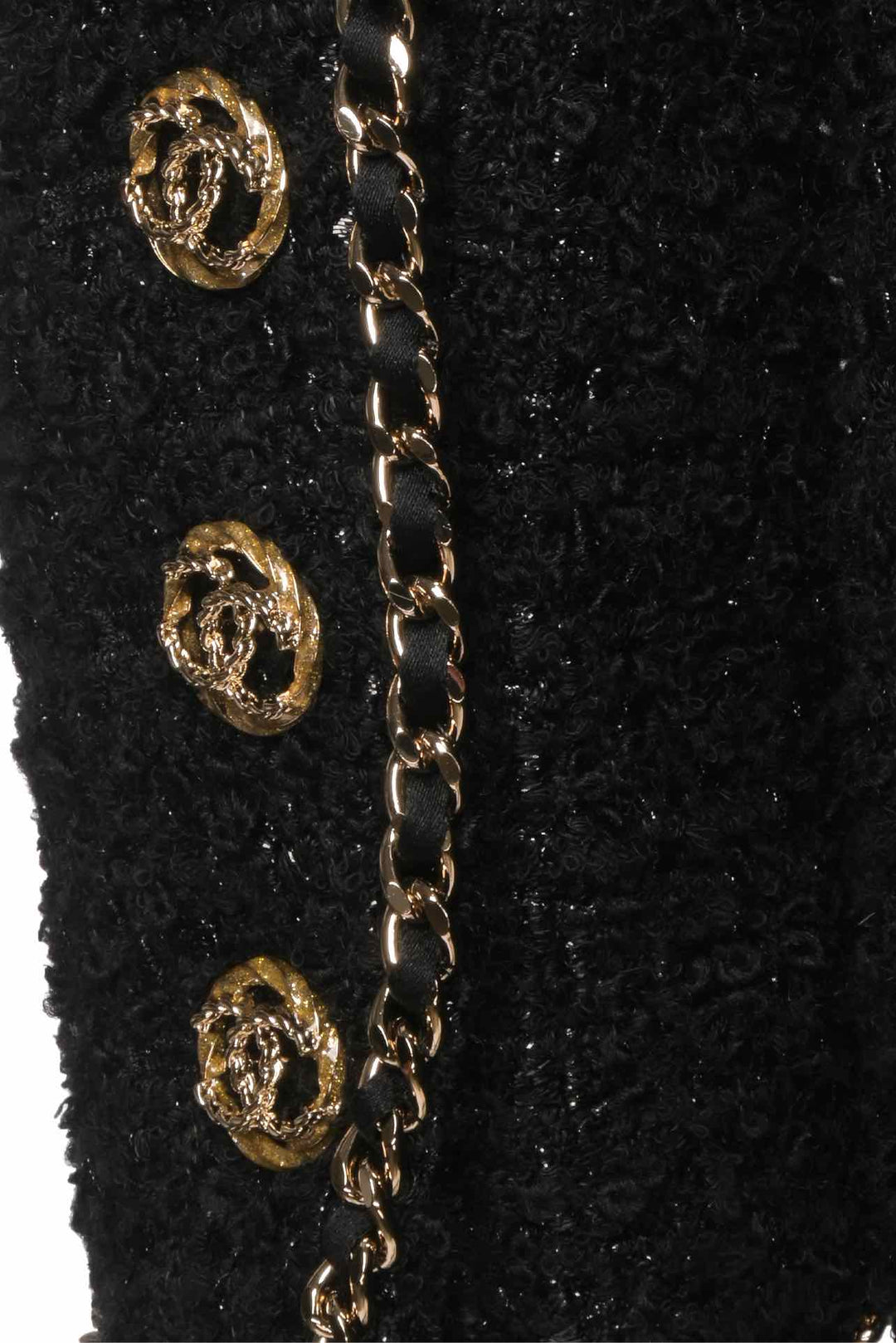 Chanel Size 2 Gold Chain Trim Tweed Blazer