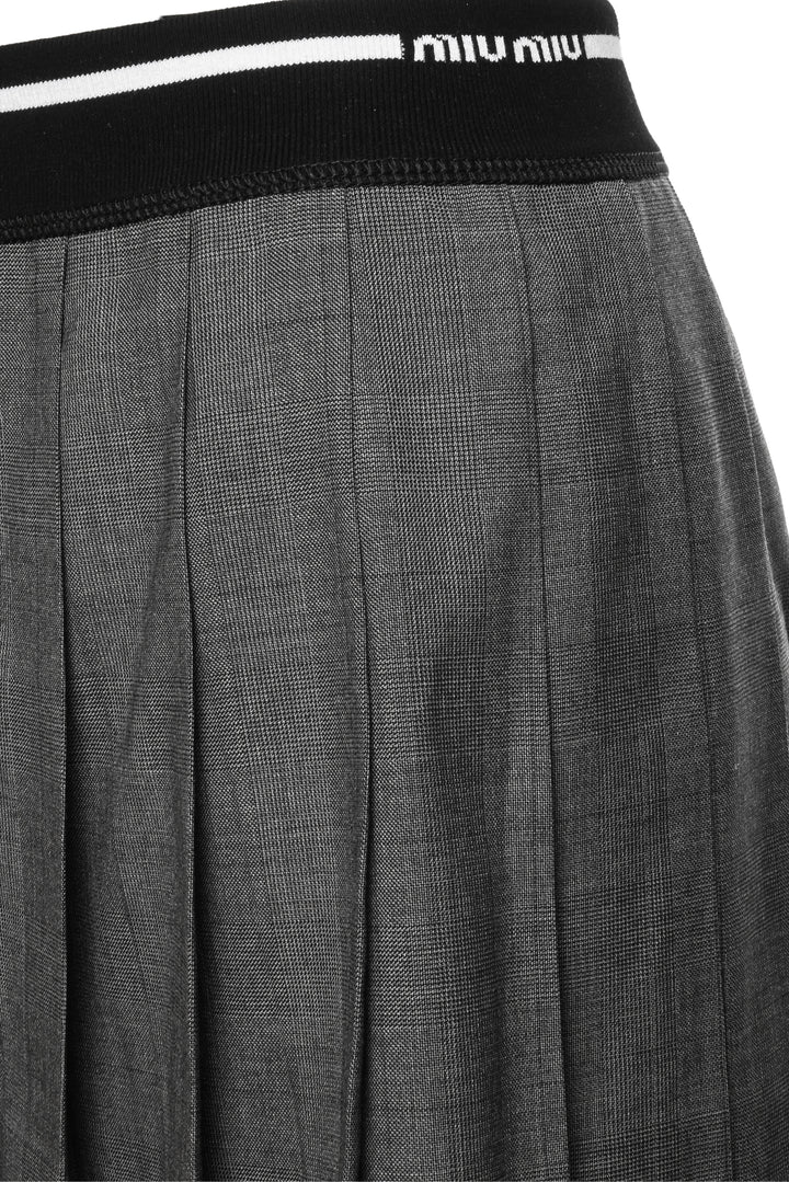 Miu Miu Size 36 2022 Pleated Virgin Wool Mini Skirt