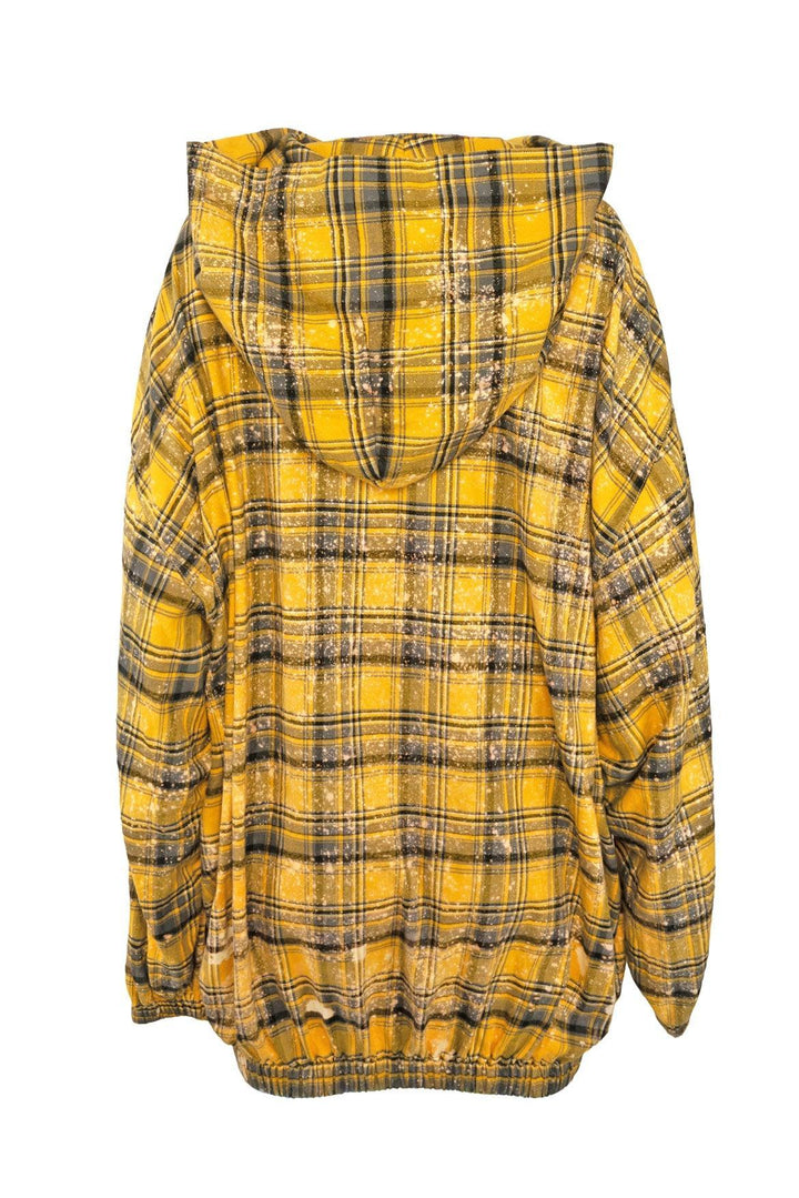 Welldone Size M Distressed Crinkle Check Hooded Sweatshirt