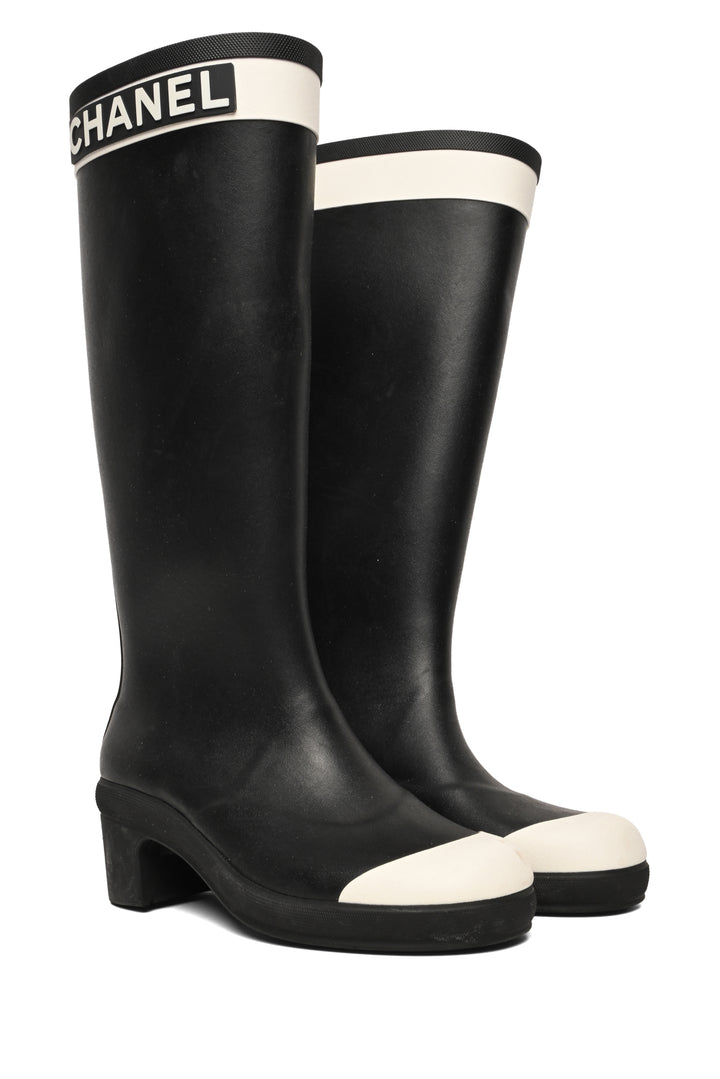 Chanel Size 36 Logo Rubber Rain Boots
