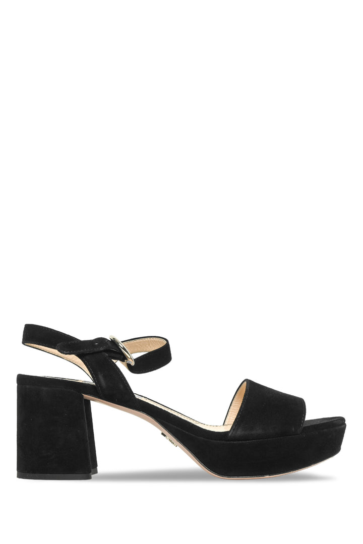 Prada Size 38 Platform Suede Block Heel Sandals