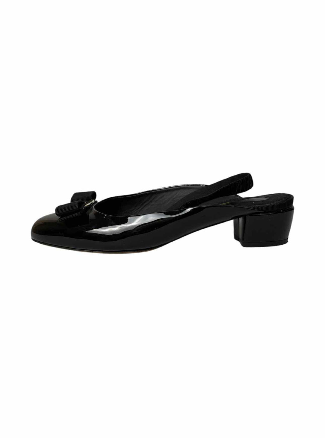 Ferragamo Size 8 Vara Bow Patent Leather Slingback Pumps