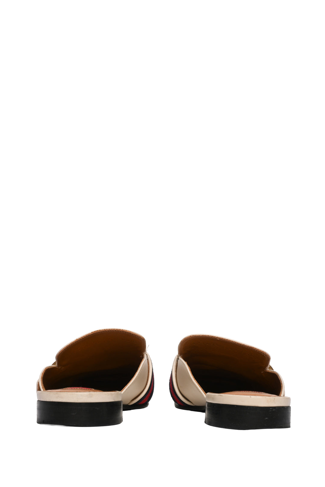 Gucci Size 35.5 Peyton GG Marmont Web Stripe Square Toe Leather Mules